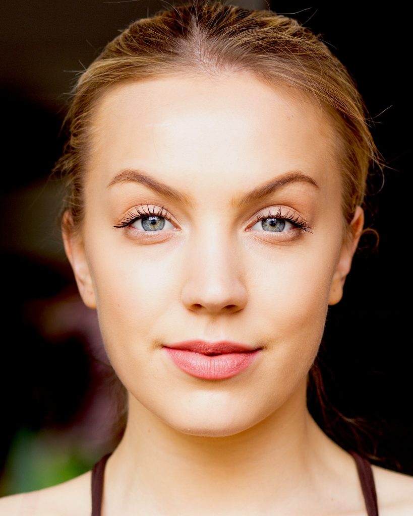 Beautiful actress with blue eyes